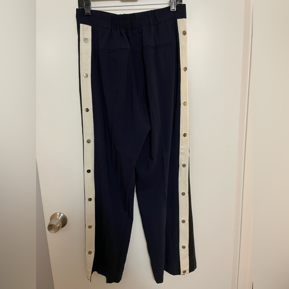 Veronica Beard navy pant with snap side detail